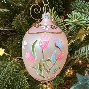 Department 56 Pink and Blue Floral Glass Ornament